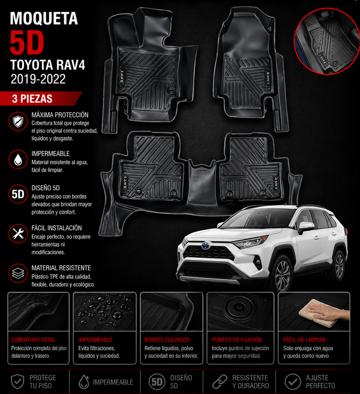 MOQUETA 5D TERMOFORMADA TOYOTA RAV 4 2019 - 2022