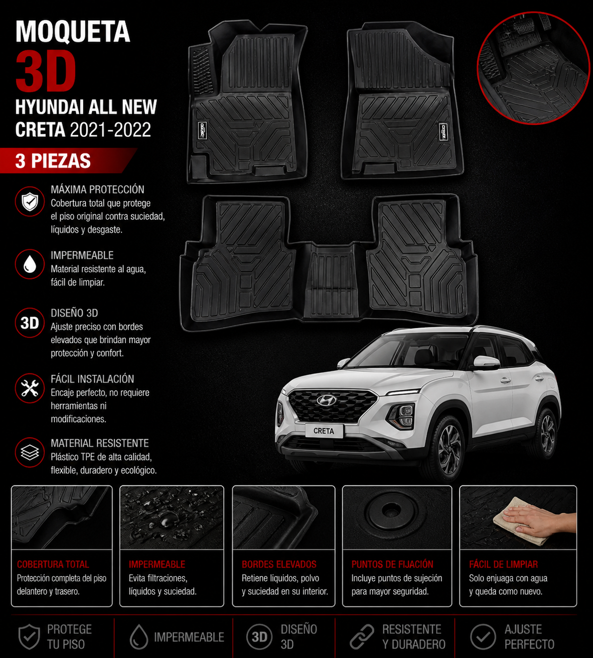 MOQUETA 3D HYUNDAI ALL NEW CRETA 2021 - 2022