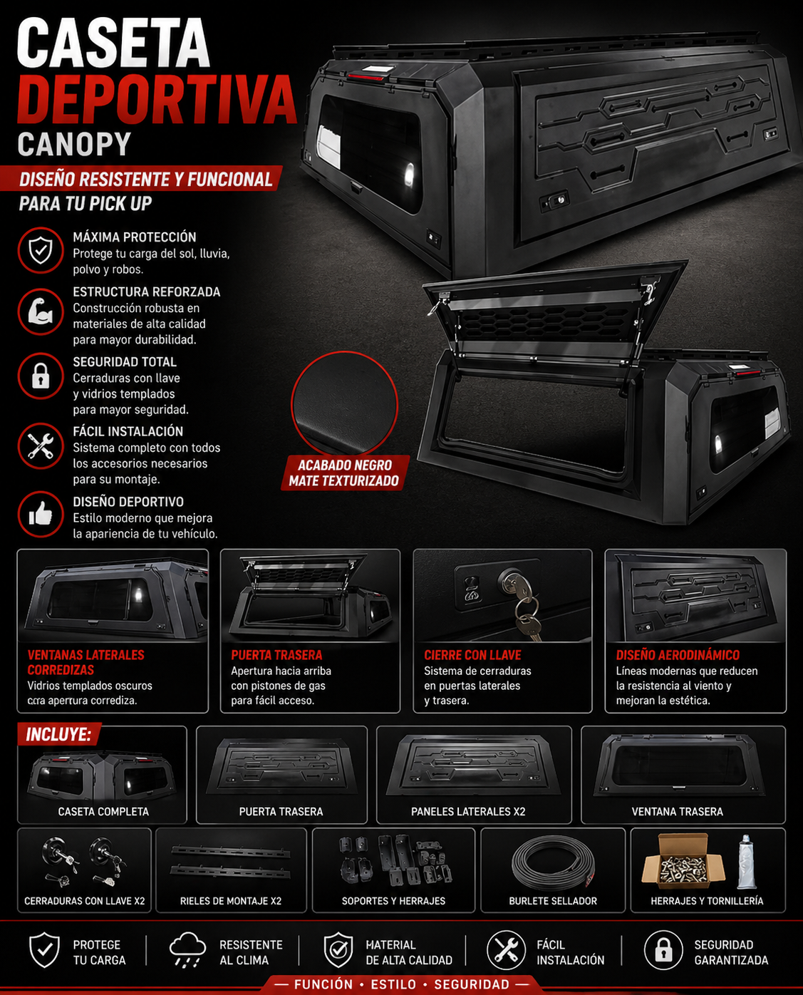 CASETA METALICA PARA CAMIONETA PICK UP OFF ROAD