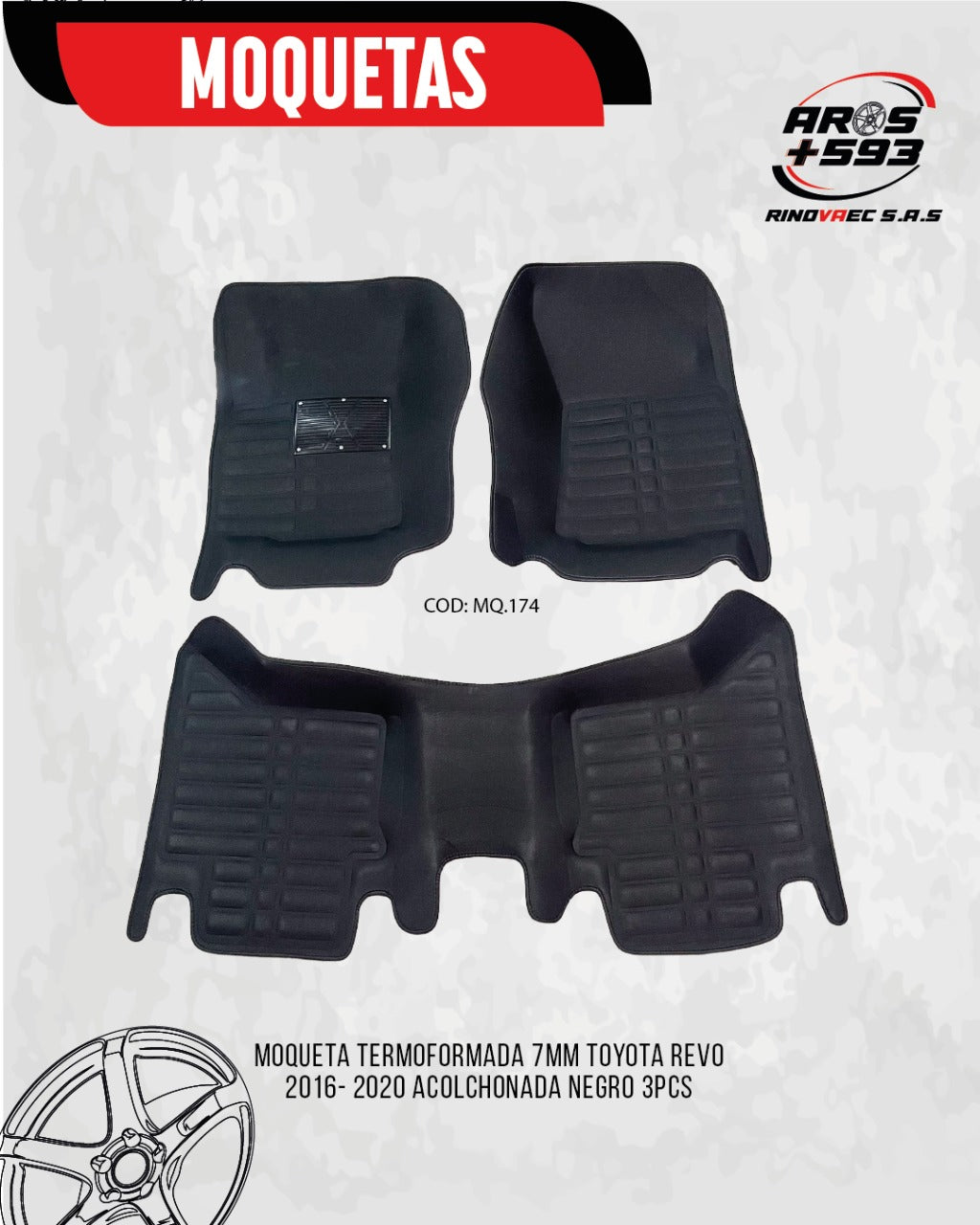 MOQUETA TERMOFORMADA ACOLCHONADA TOYOTA REVO 2016-2020