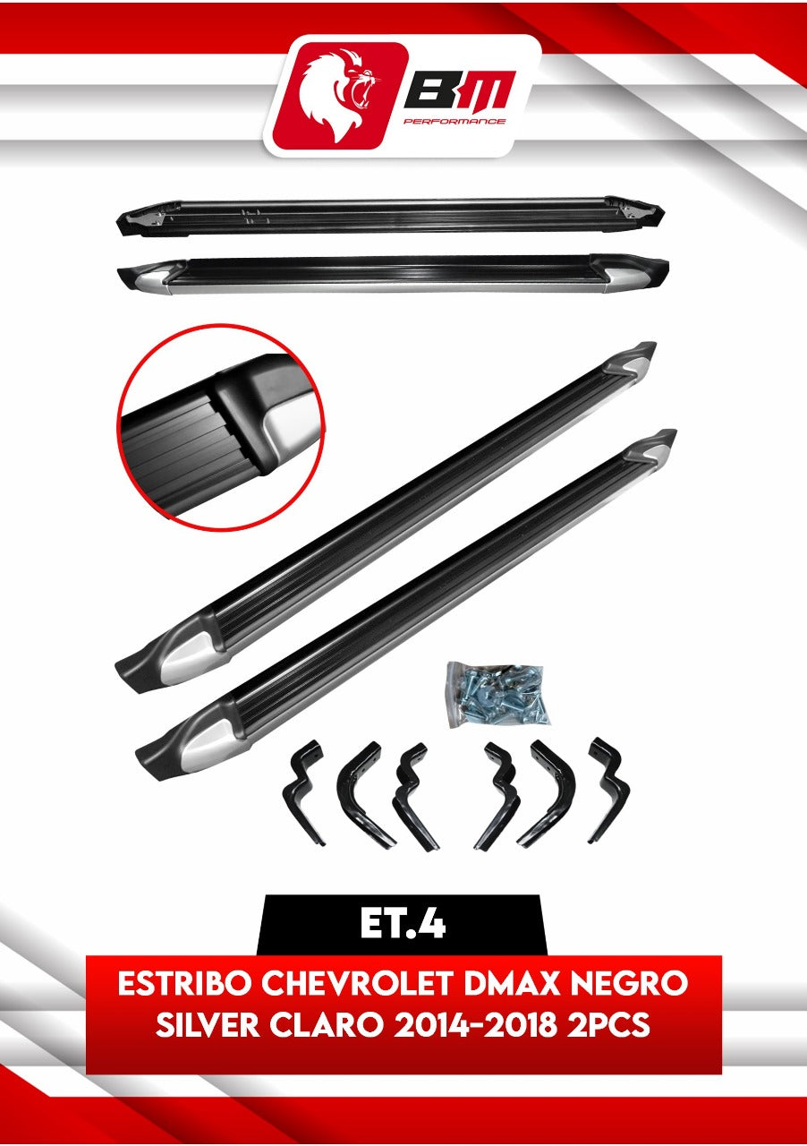 ESTRIBO CHEVROLET DMAX NERO SILVER CLARO 2014 - 2018 2PCS