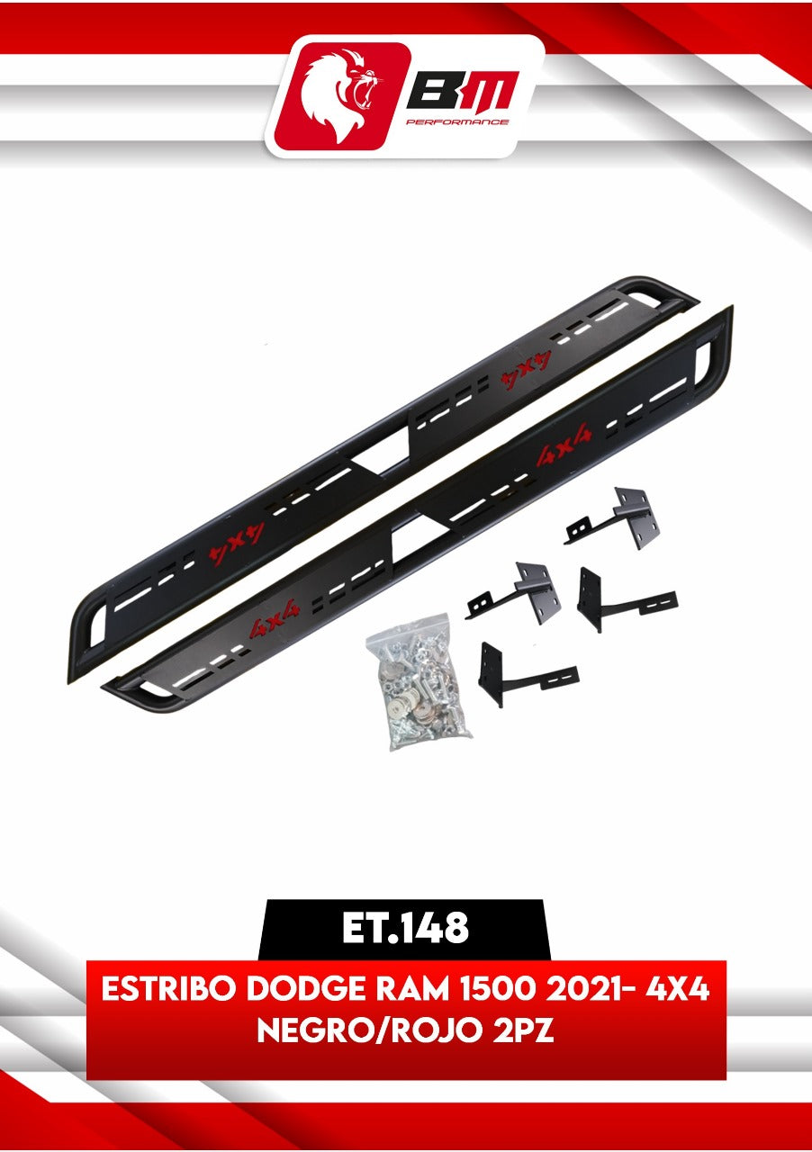 ESTRIBO DODGE RAM 1500 2021- 4X4 NEGRO/ROJO 2PZ