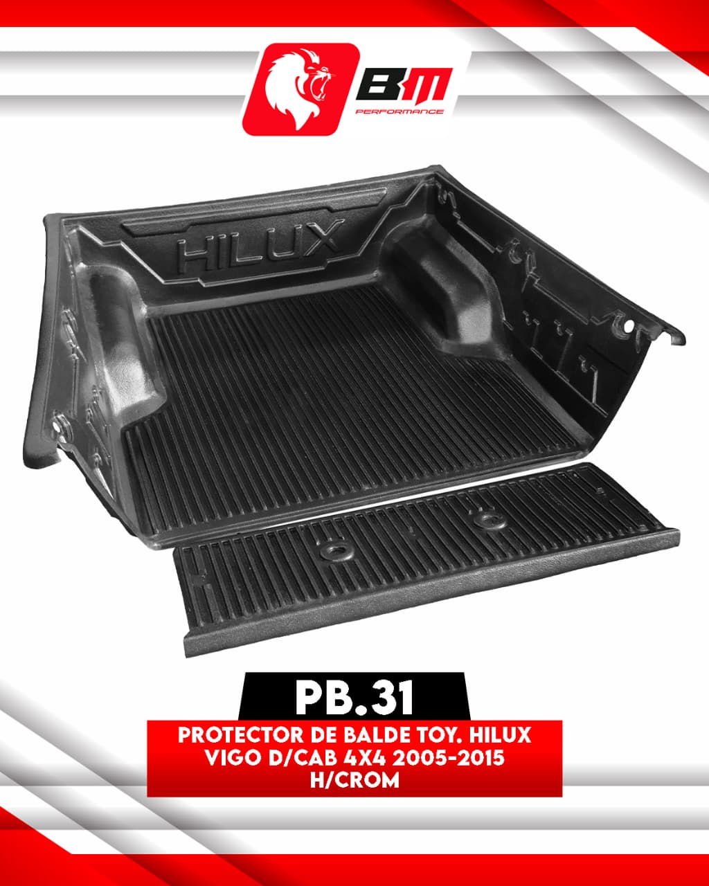 PROTECTOR DE BALDE TOY. HILUX VIGO D/CAB 4X4 2005 - 2015 H/CROMADO