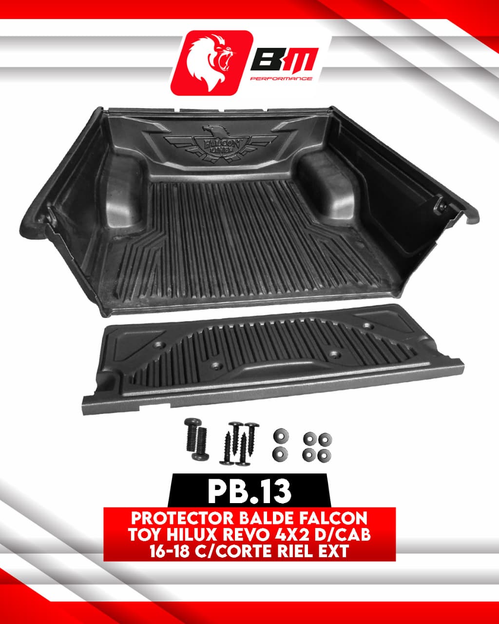 PROTECTOR BALDE FALCON TOY HILUX REVO 4X2 D/CABINA 2016 - 2018 C/CORTE RIEL EXT
